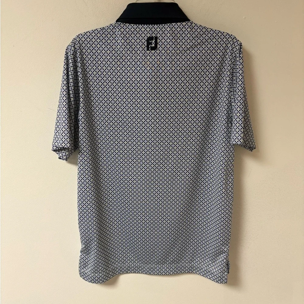 FootJoy Navy & White Patterned Polo Golf Shirt Short Sleeve Small - Picture 4 of 10